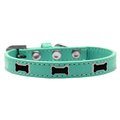 Mansbestfriend Black Bone Widget Dog Collar, Aqua - Size 12 MA2482464